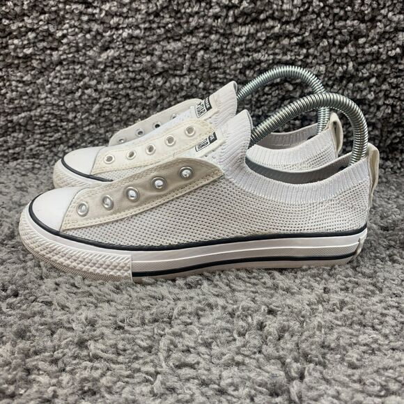 Converse Chuck Taylor Slip Low Top White Knit Junior 4 Sneakers 665411F - Picture 1 of 8